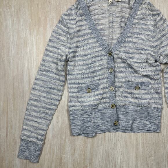 Anthropologie Moth Striped Hooded Button Front Cardigan Sweater XS Cozy Preppy - Picture 5 of 14